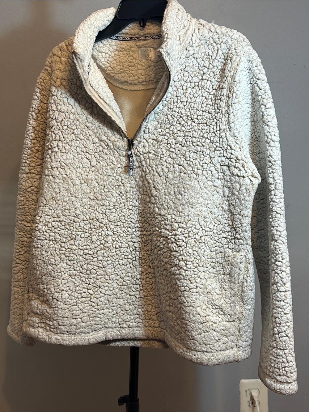 Time and Tru Cream Sherpa Half-Zip Pullover